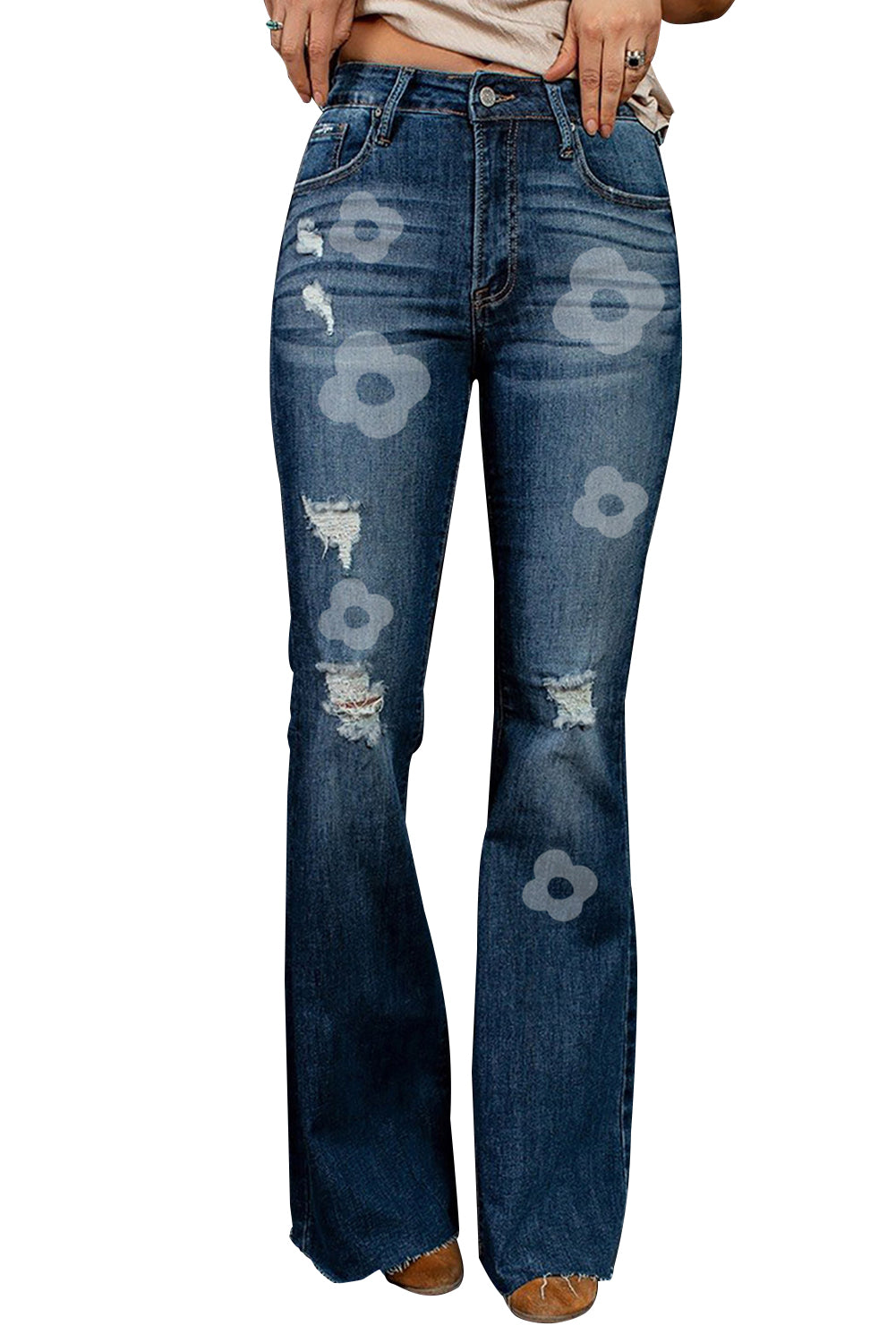 Dark Wash Mid Rise Flare Jeans