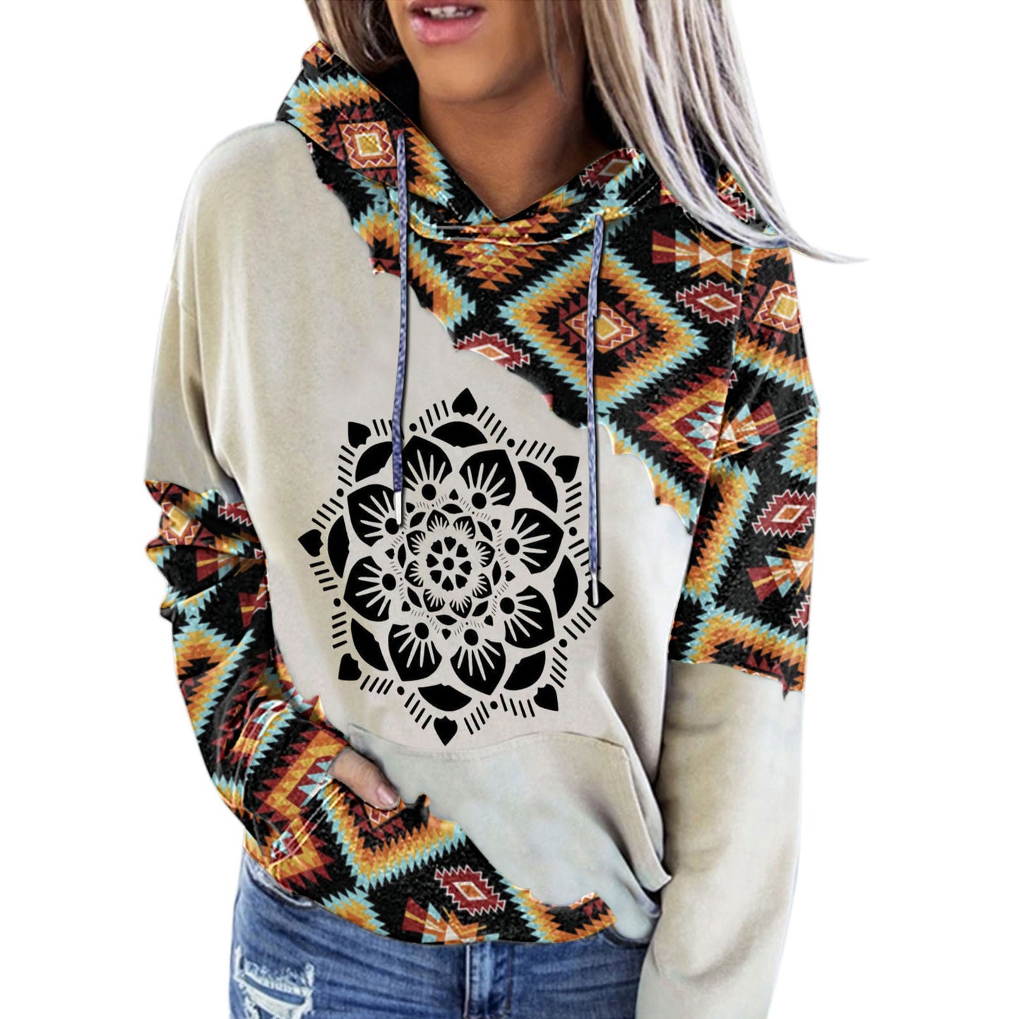 Women's Fashion Casual Ethnic Print Sweatshirt