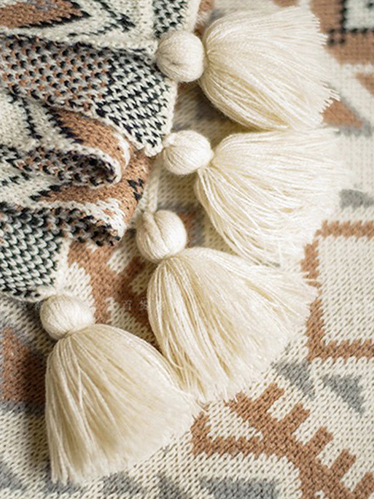 Ethnic Style Bohemian Living Room Sofa Knitted Blanket
