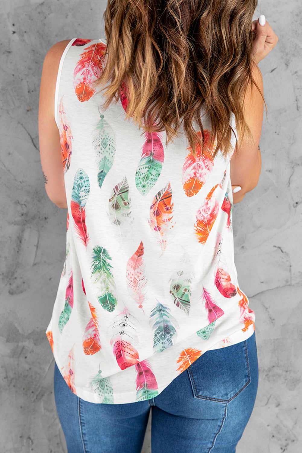 Multicolor Aztec Feather Tank Top