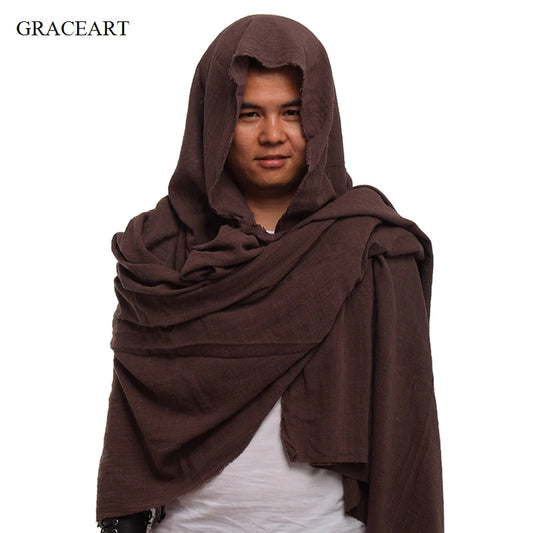 Post Apocalyptic Shawl Shaman Cowl Medieval Costume Hood Cloak Scarf Sash