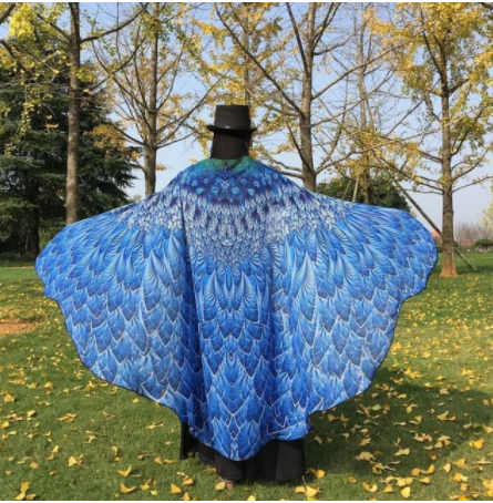 Peacock Feather Halloween Cape Chiffon Peacock Cape