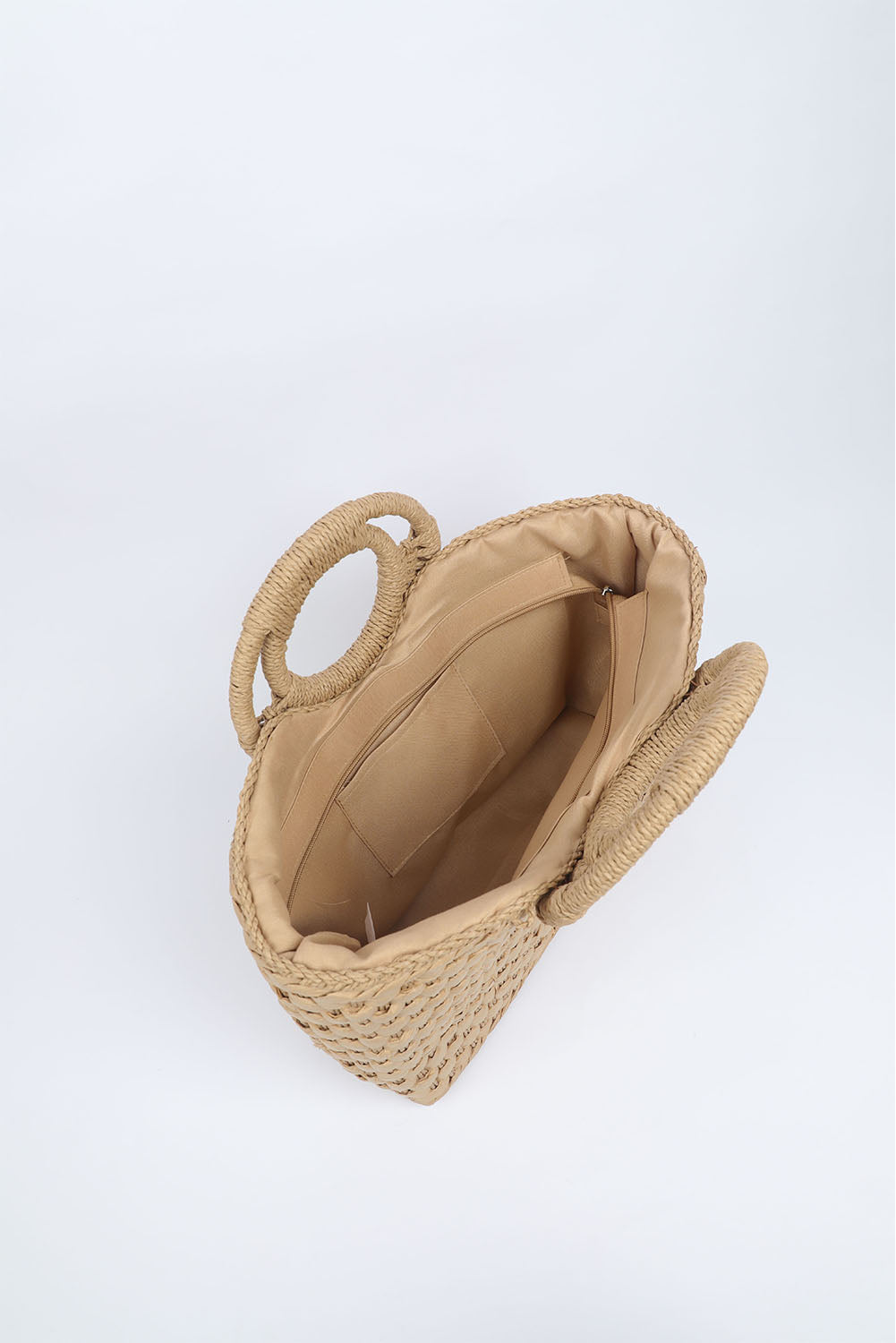 Khaki Vintage Square Portable Handwoven Beach Bag