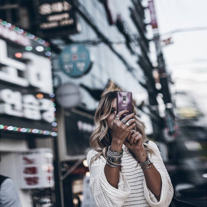 Flared sleeve casual sweater