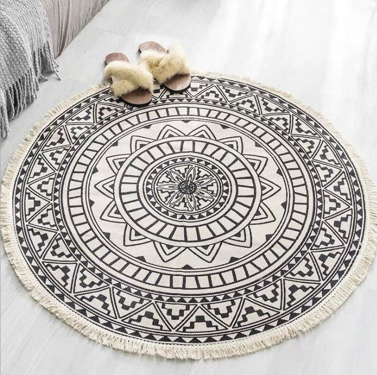 Nordic Cotton And Linen Round Carpet Retro Decoration