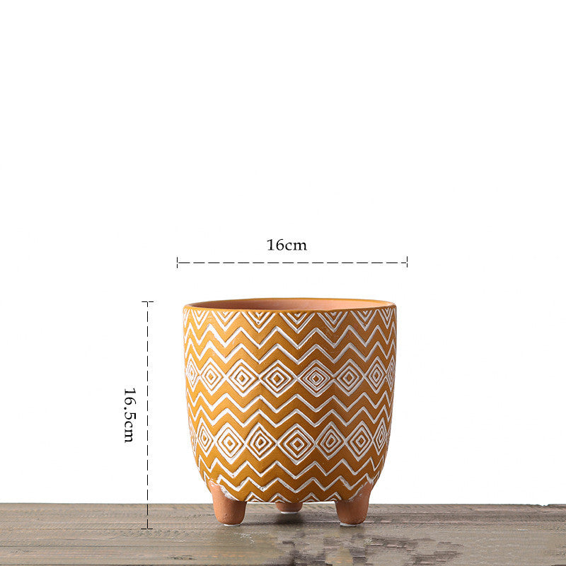 Nordic Style Geometric Pattern Ceramic Flower Pot