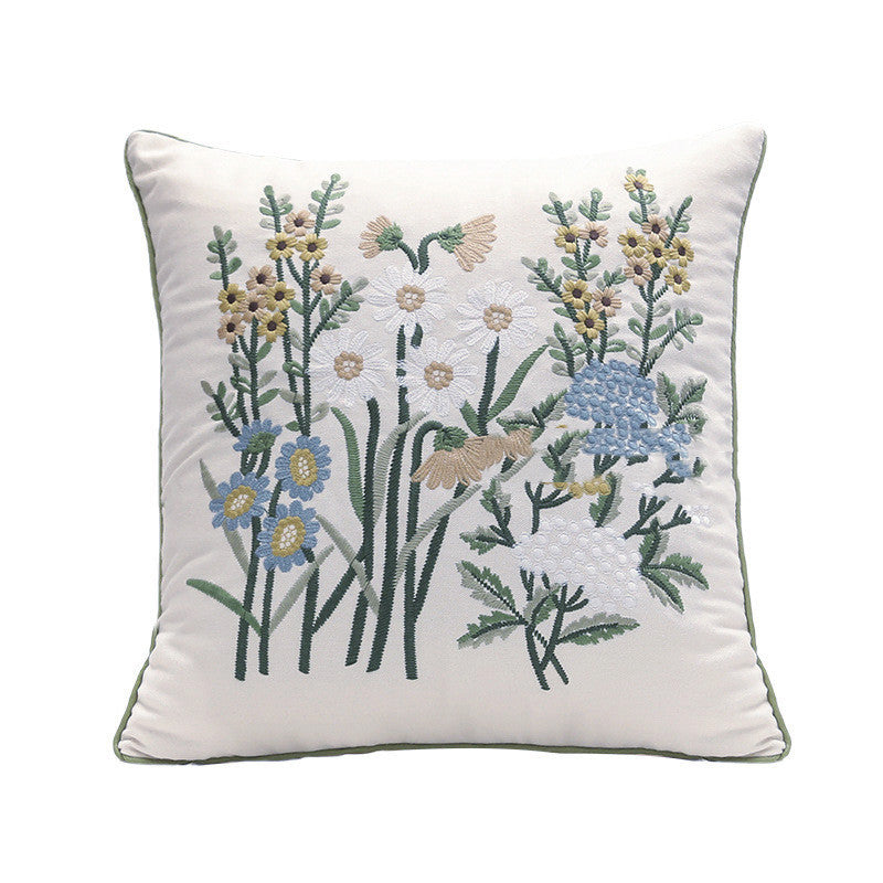 Home Embroidery Plants And Flowers Pillow