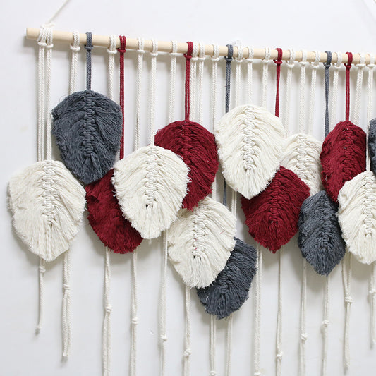 Bohemian Woven Tapestry With Fringed Feathers