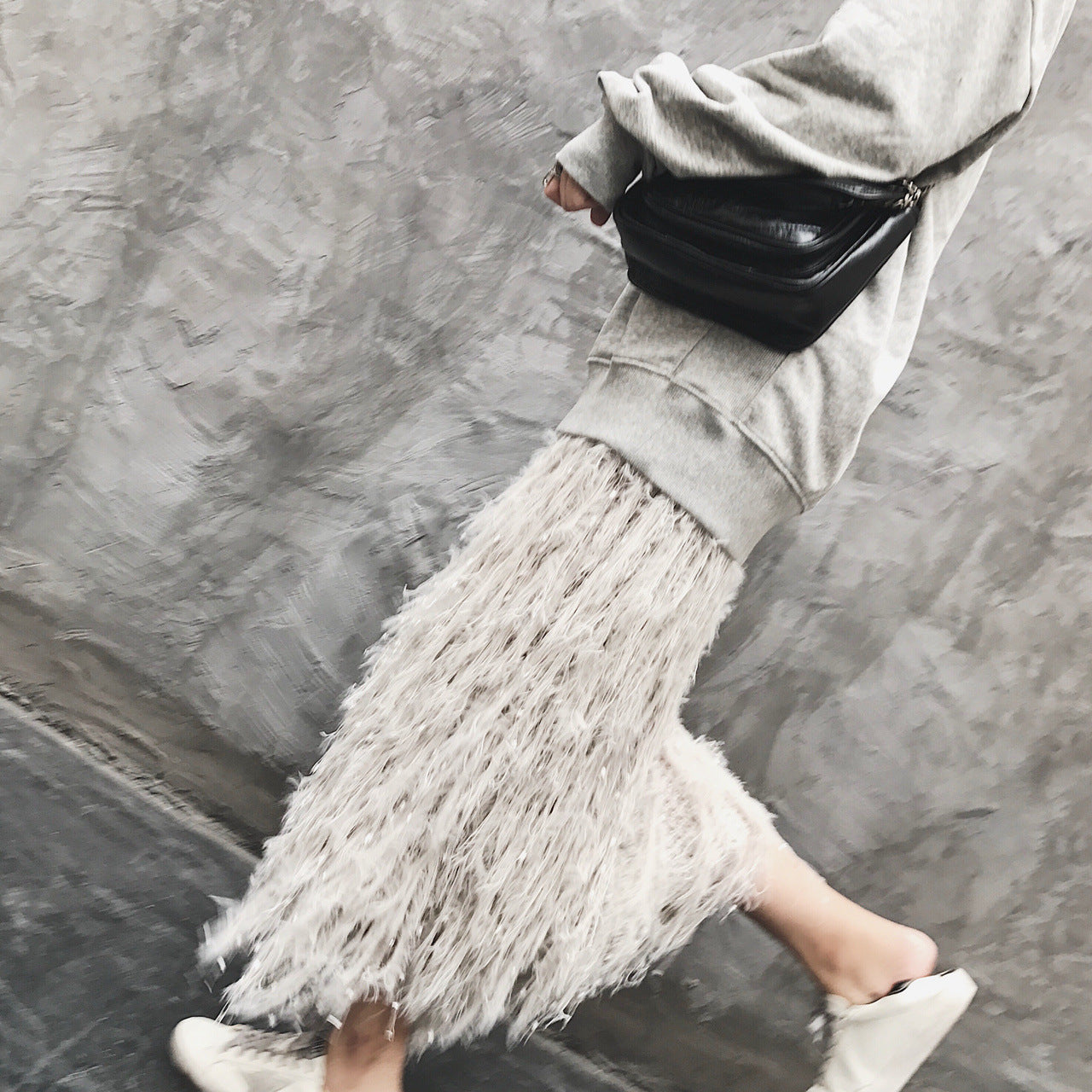 T4434 handmade feather knit skirt