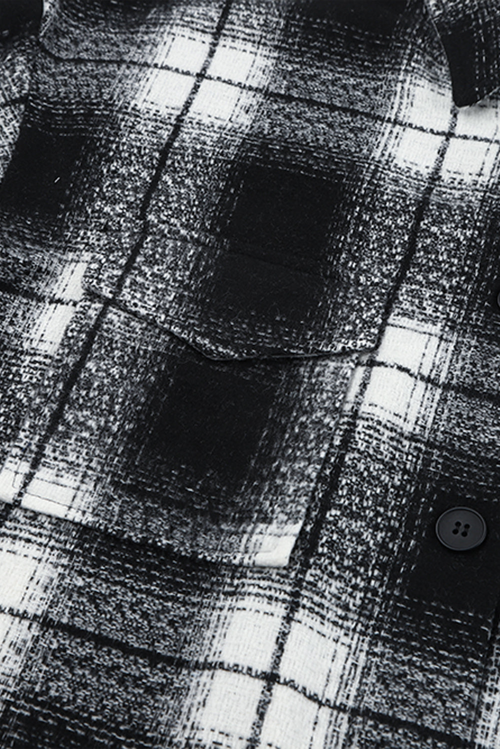 Plaid Print Buttoned Pocketed Long Sleeve Long Coat