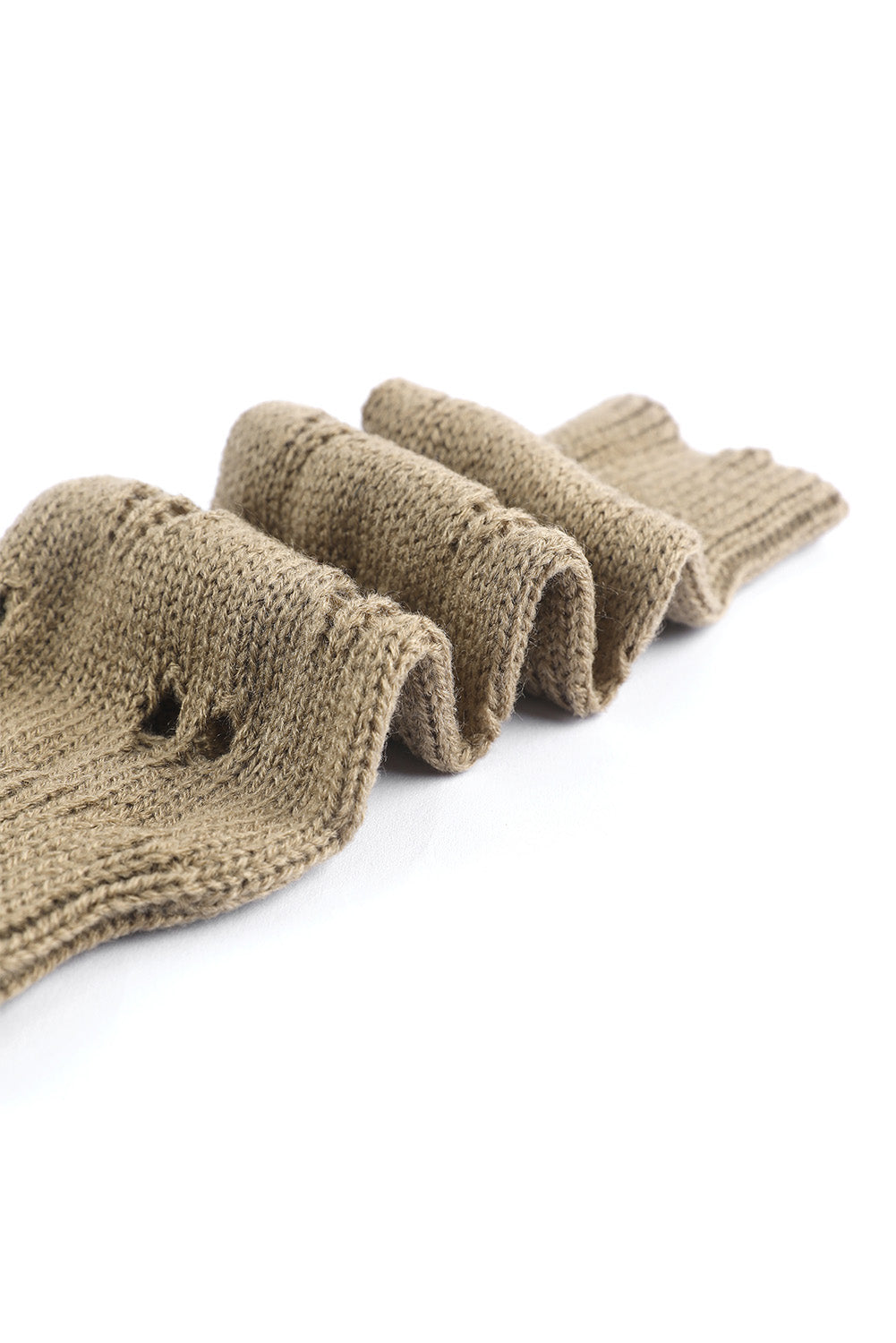 Khaki Hollow Out Heart Pattern Knitted Fingerless Gloves