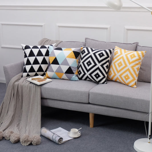 Nordic Velvet Geometric Simplicity Pillow Case