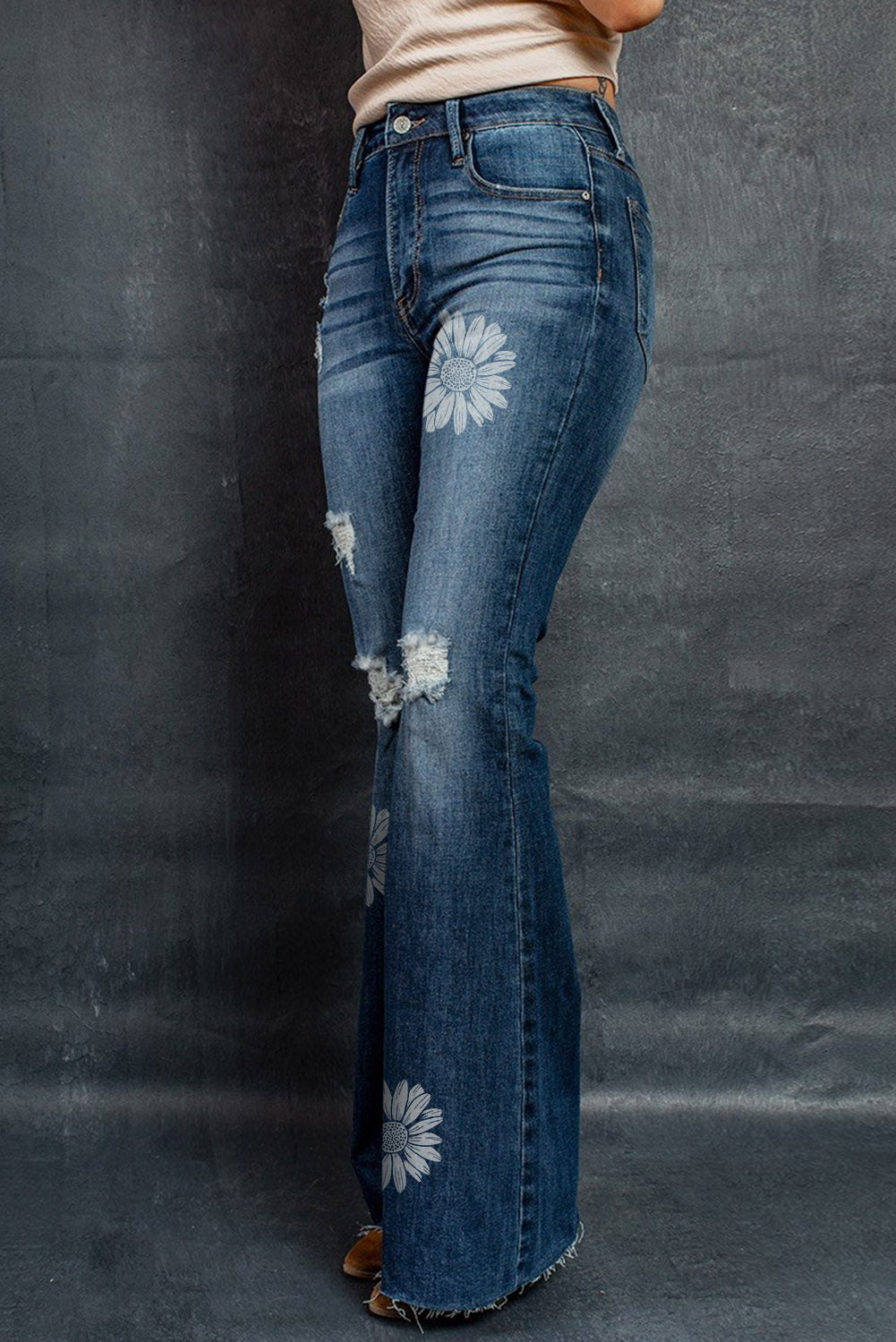 Dark Wash Mid Rise Flare Jeans