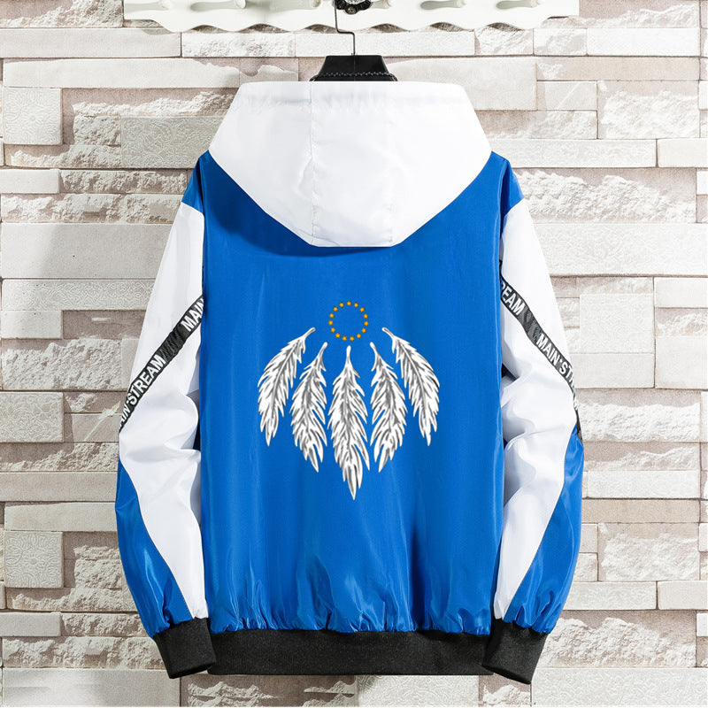 Men's Feather Two Tone Casual Hooded Jacket