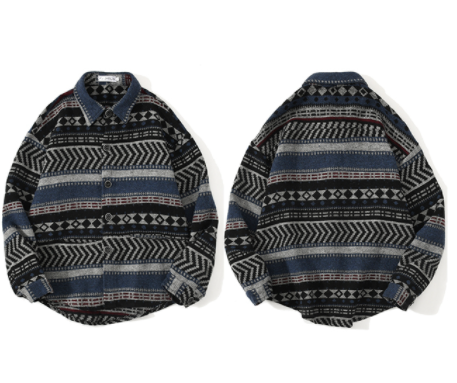 Retro ethnic brushed shirt
