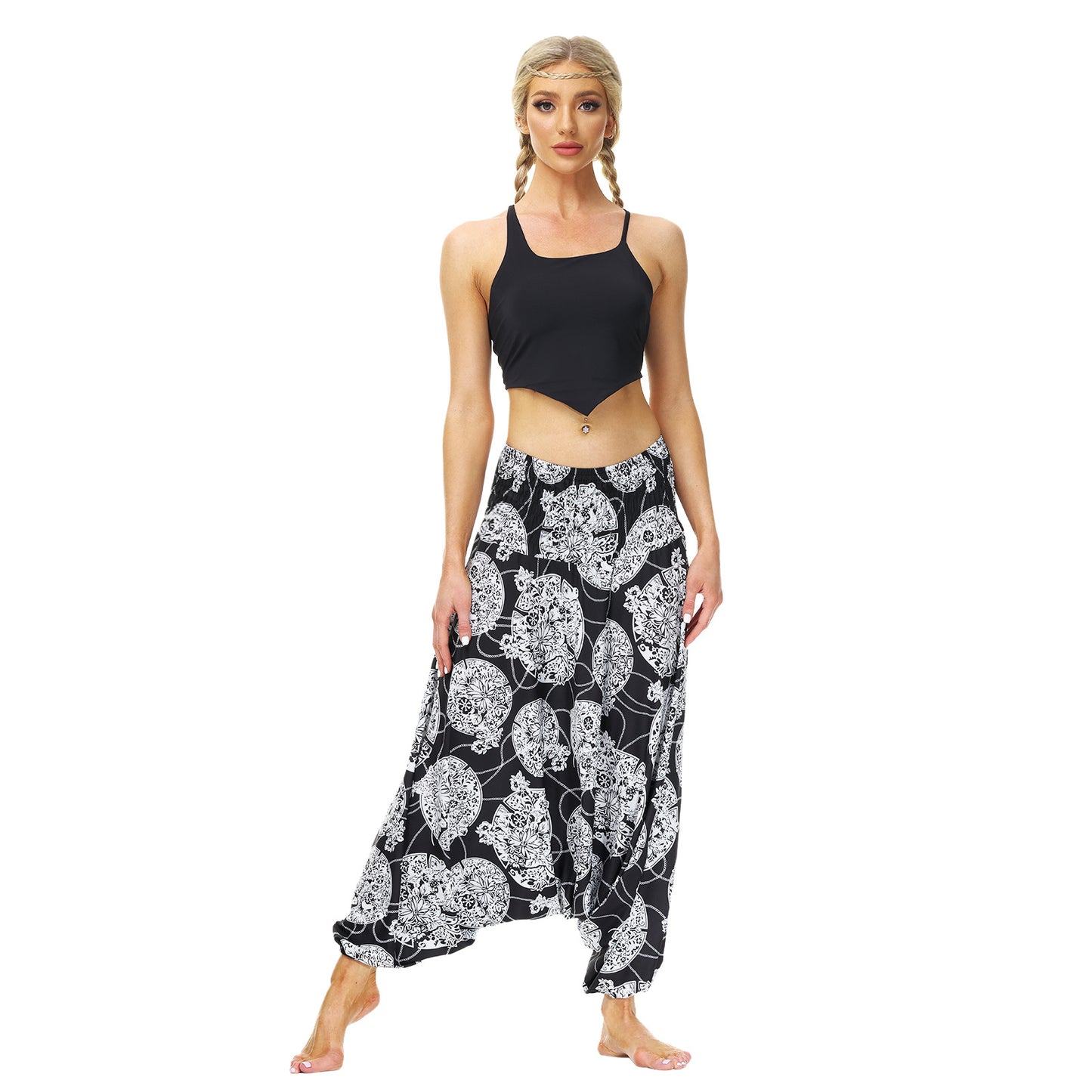 Digitally Printed Boho Casual Wide Leg Pants