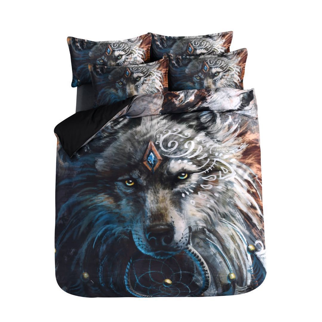3D Digital Printing Wolf Tribe Warrior Duvet Cover Set