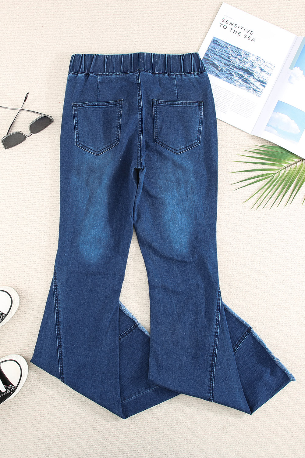 Multicolor Distressed Bell Bottom Denim Pants