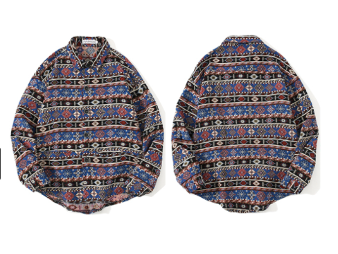 Retro ethnic brushed shirt