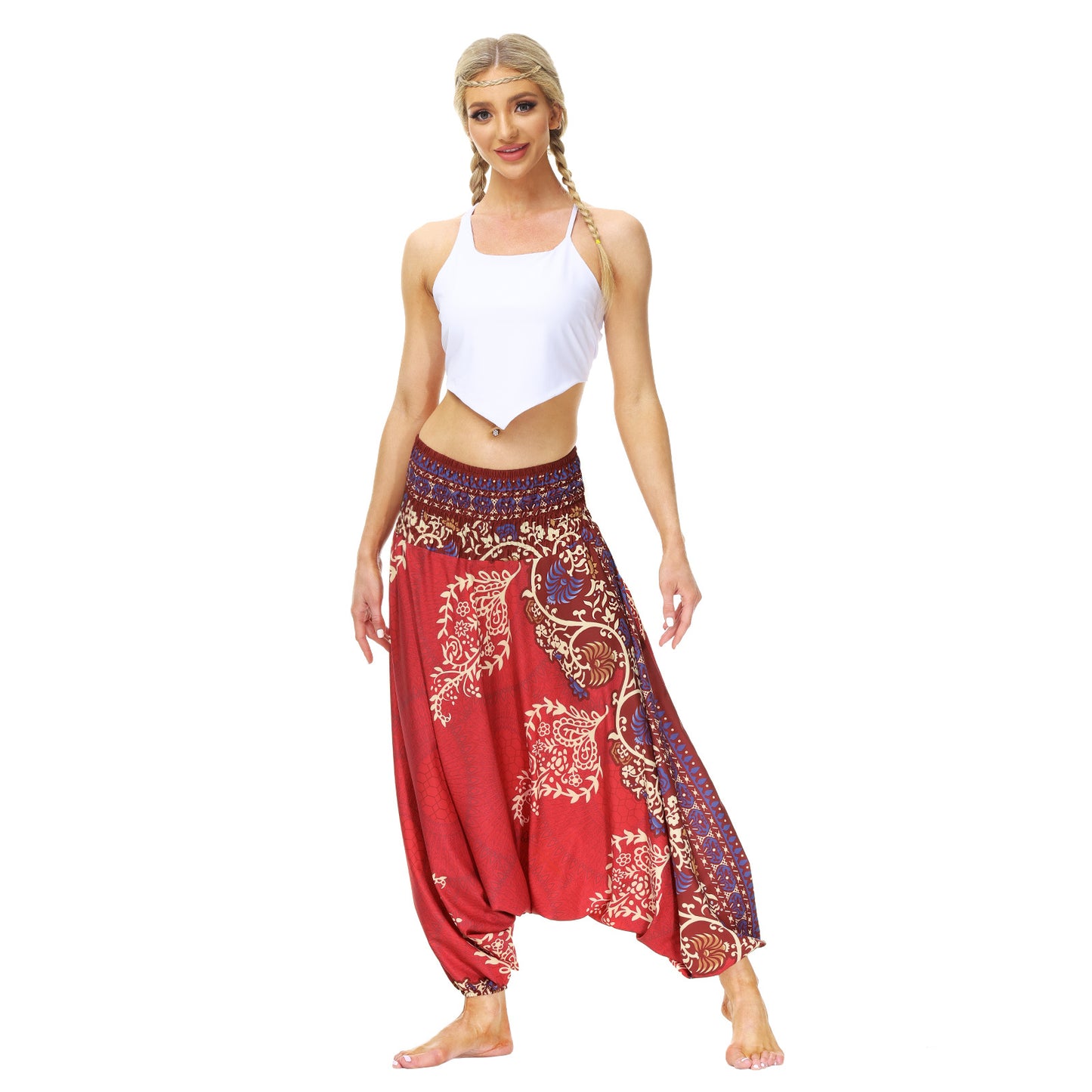 Digitally Printed Boho Casual Wide Leg Pants