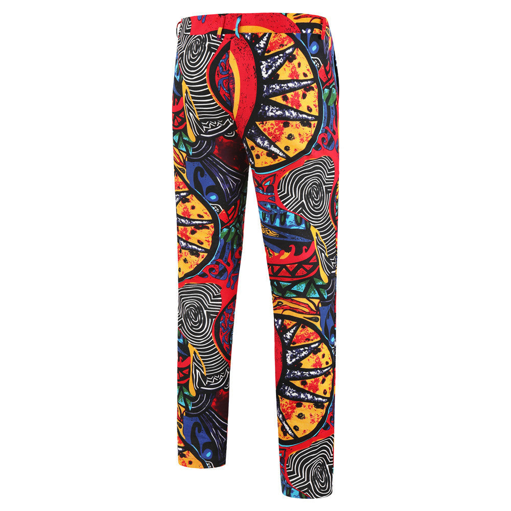 Ethnic style printed vest suit