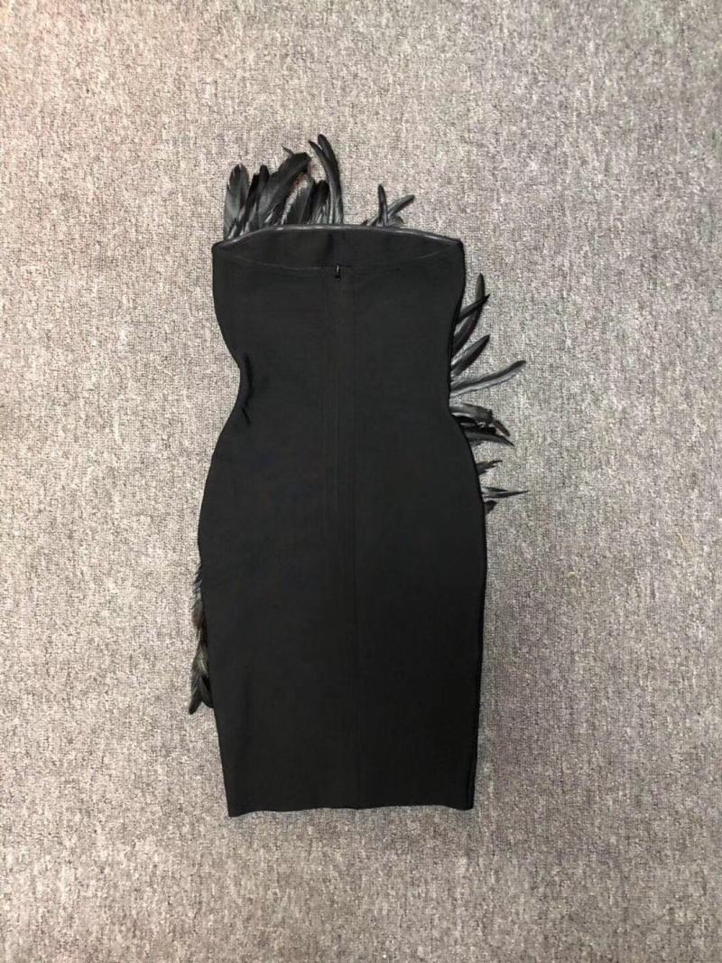 Tube Top High-end Chest Feather Stitching Fashion Tight Waist Bandage Dress