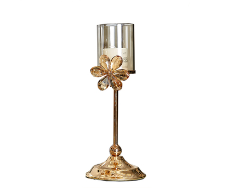 Feather Container Crystal Candle Holder Home Dining Table Candlelight Dinner