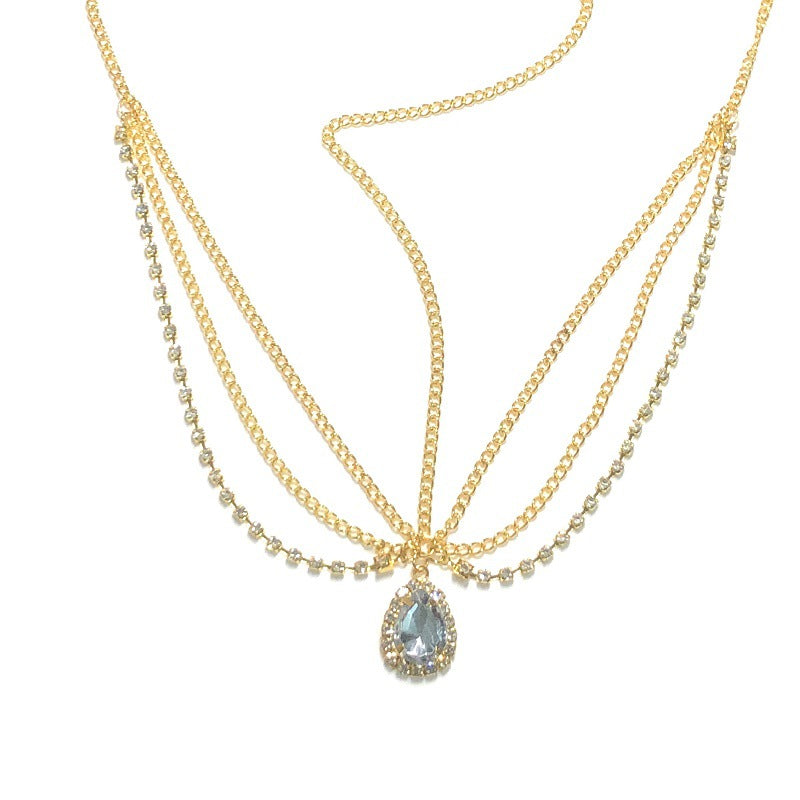 Crystalline Forehead Ornament With Falling Eyebrow Ethnic Headdress