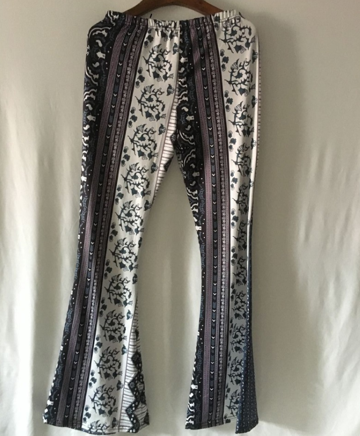 New large size boho print big trumpet pants