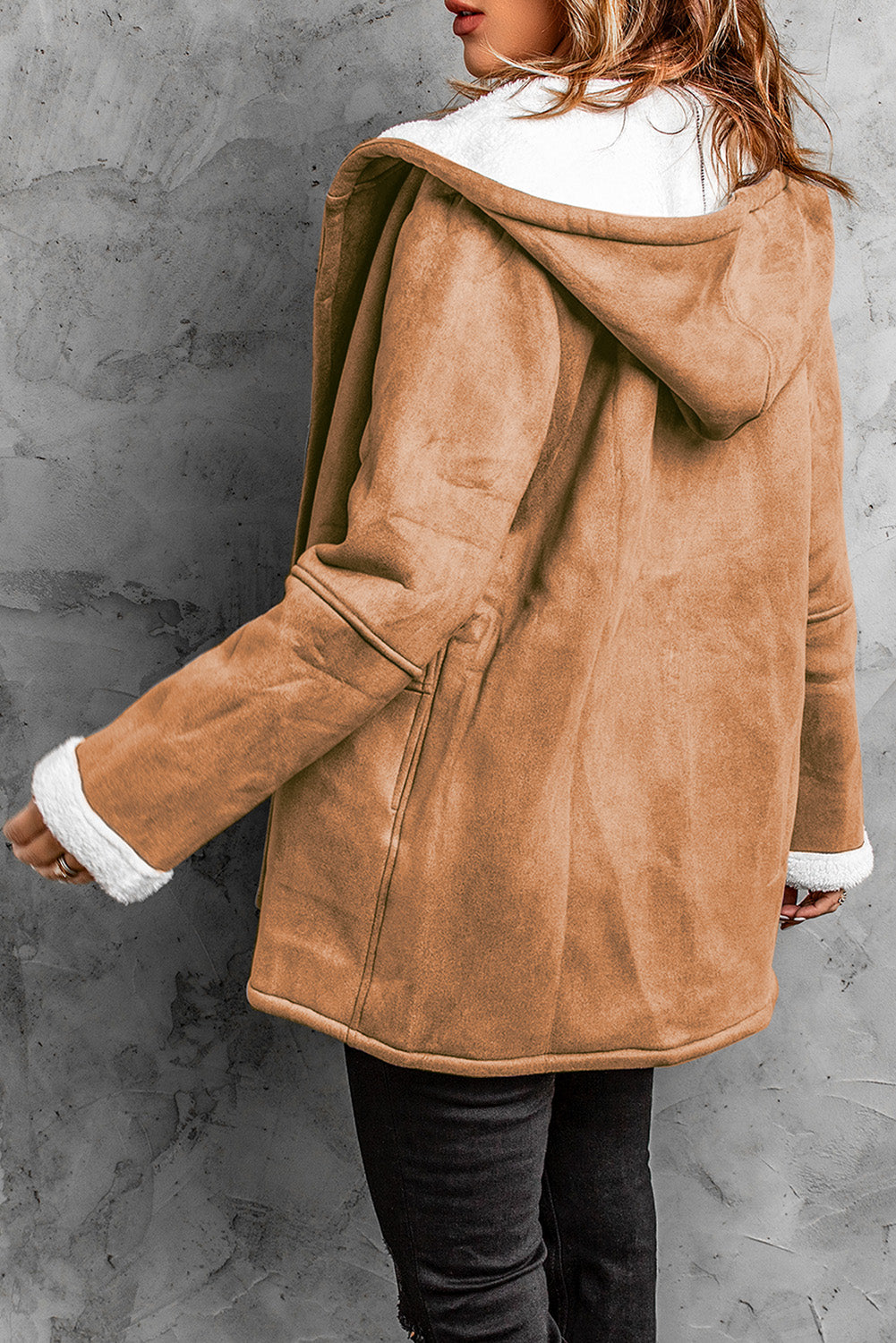 Fleece Suede Mid-length Hooded Coat