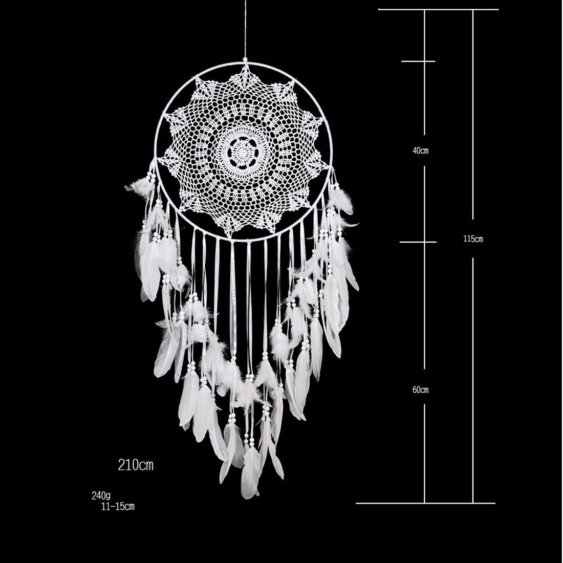 White Feather Dream Catcher Large Pendant Hand-woven Home Decoration