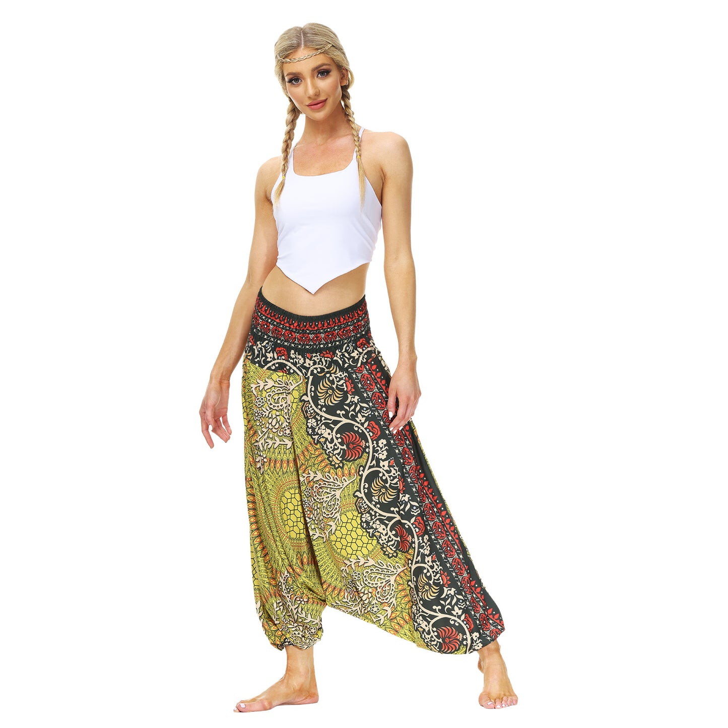 Digitally Printed Boho Casual Wide Leg Pants