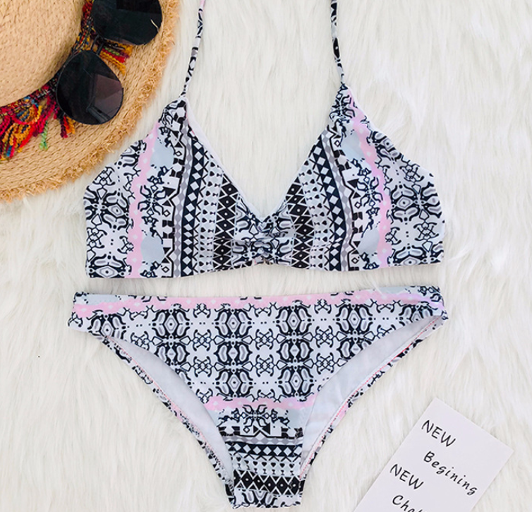 Ethnic style printed bikini