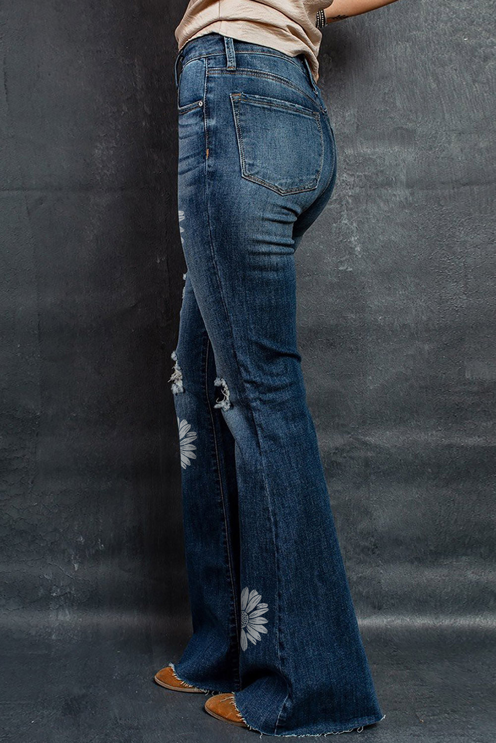 Dark Wash Mid Rise Flare Jeans