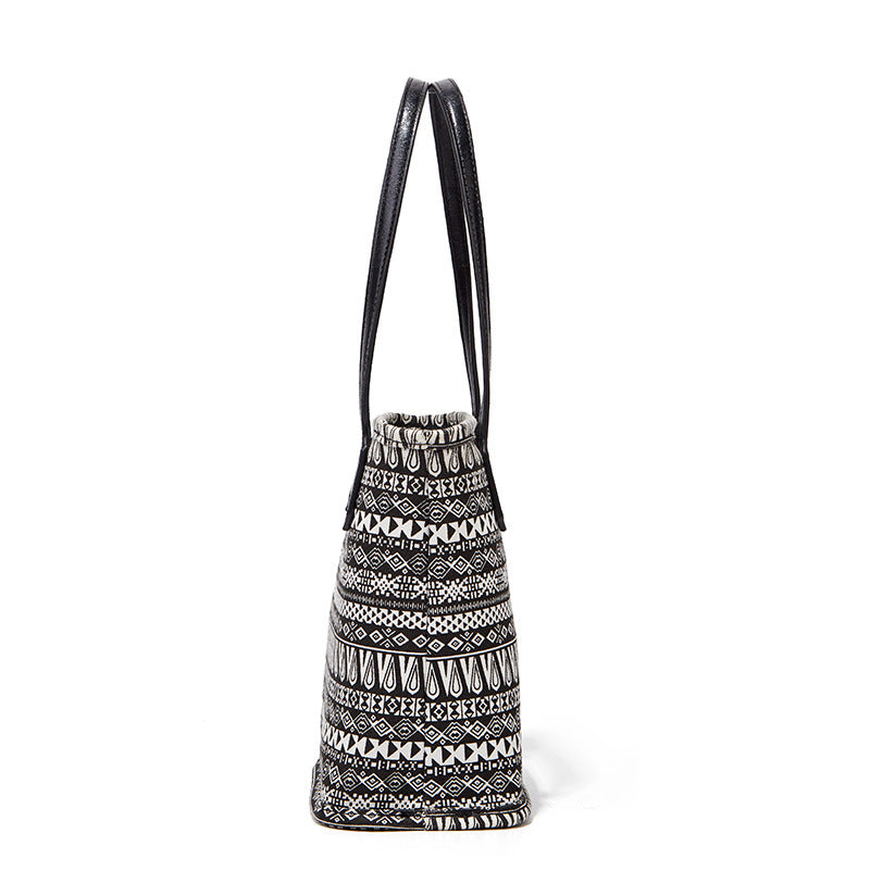 Vintage Ethnic Print Canvas Bucket Bag