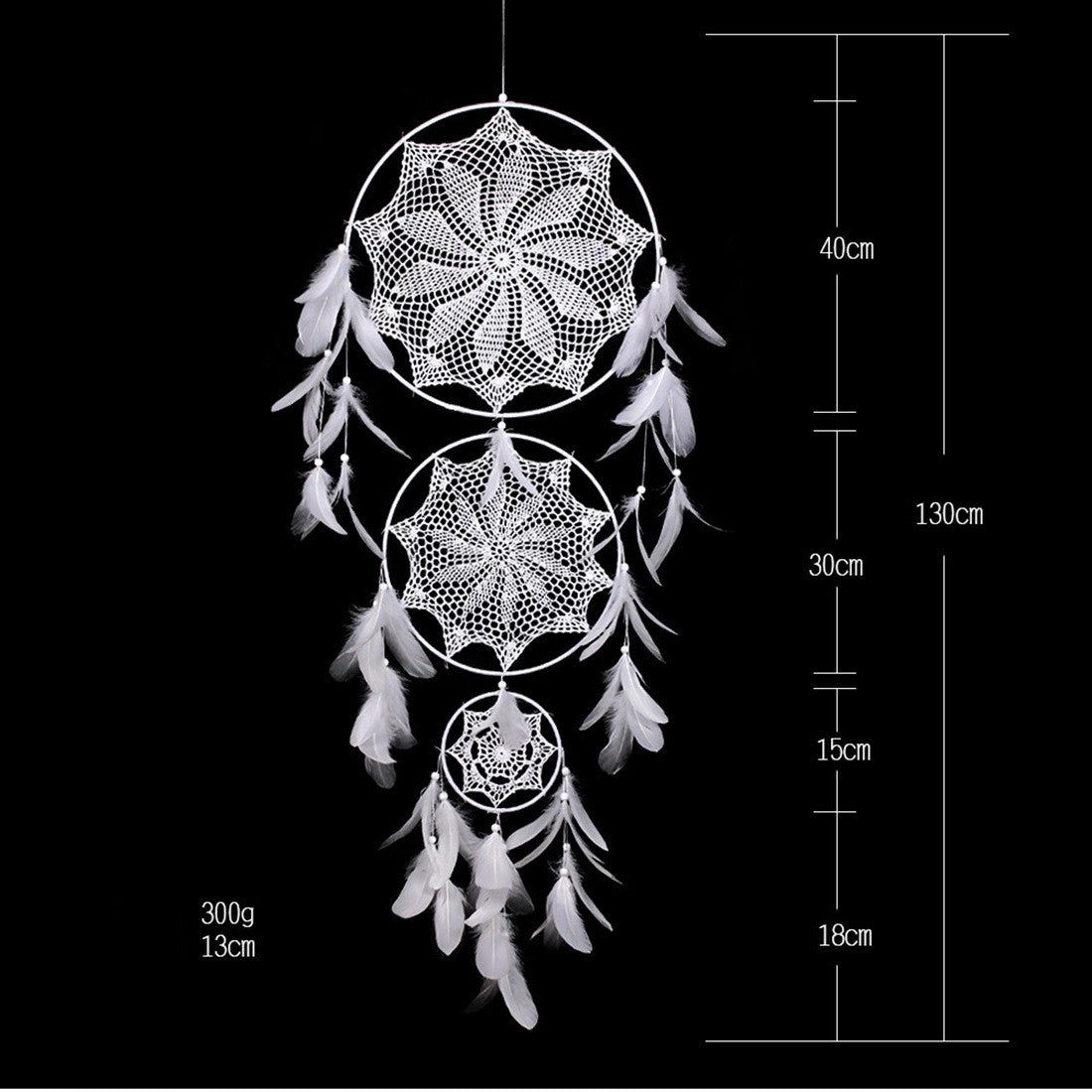 White Feather Dream Catcher Large Pendant Hand-woven Home Decoration