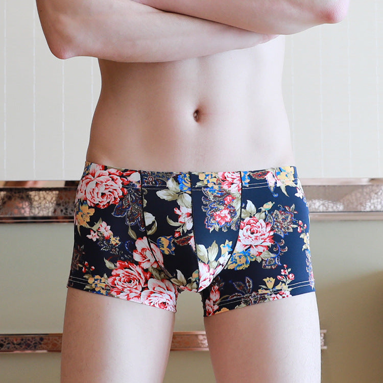 Summer Low-waisted Thin Ice Silk Men's Boxer Briefs