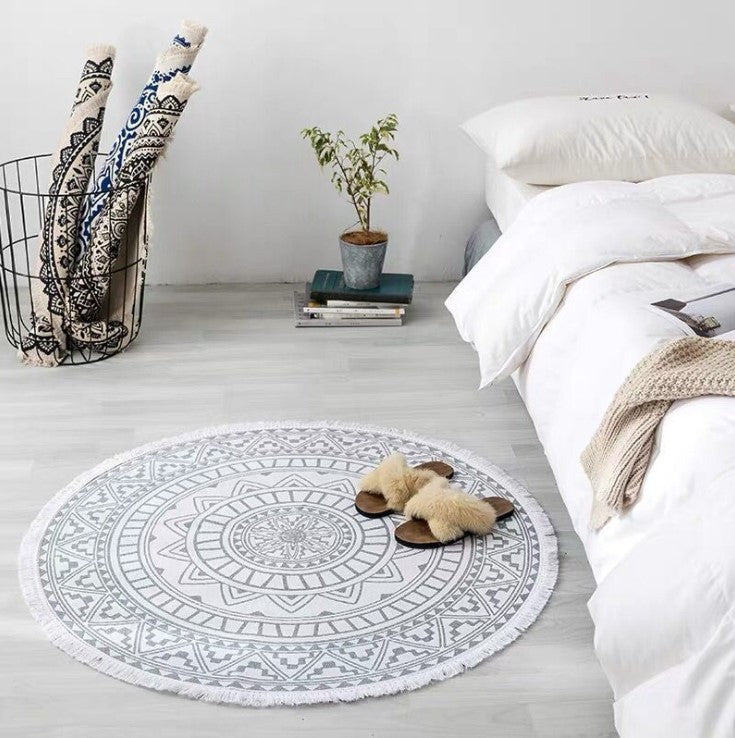 Nordic Cotton And Linen Round Carpet Retro Decoration