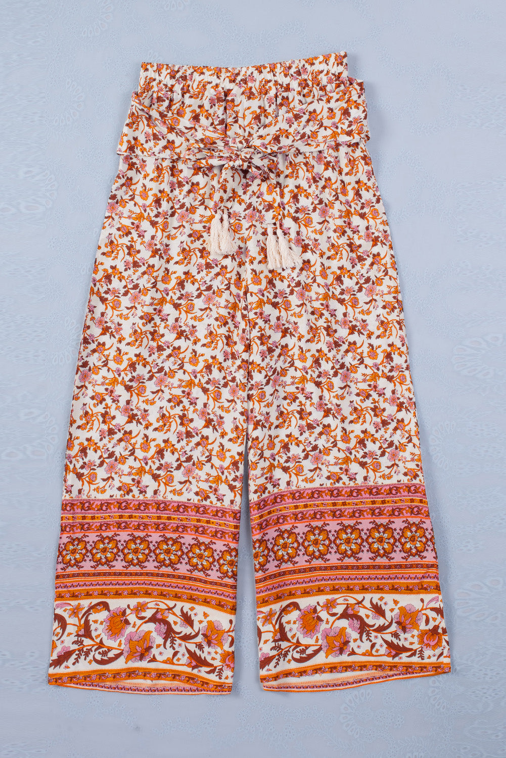 Boho Floral Print Wide Leg Pants