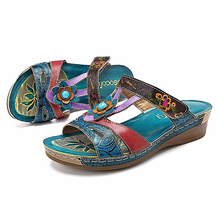Embroidered ethnic style flower sandals and slippers