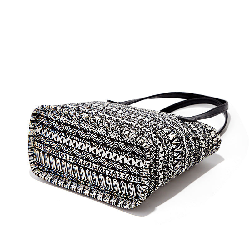 Vintage Ethnic Print Canvas Bucket Bag