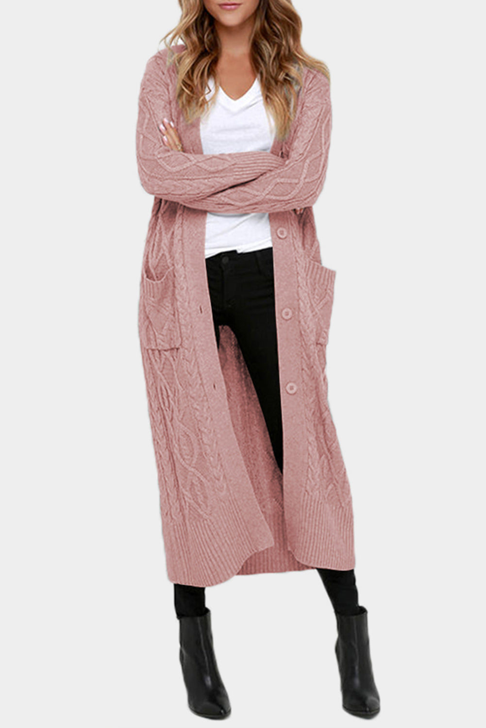 Cable Knit Long Cardigan