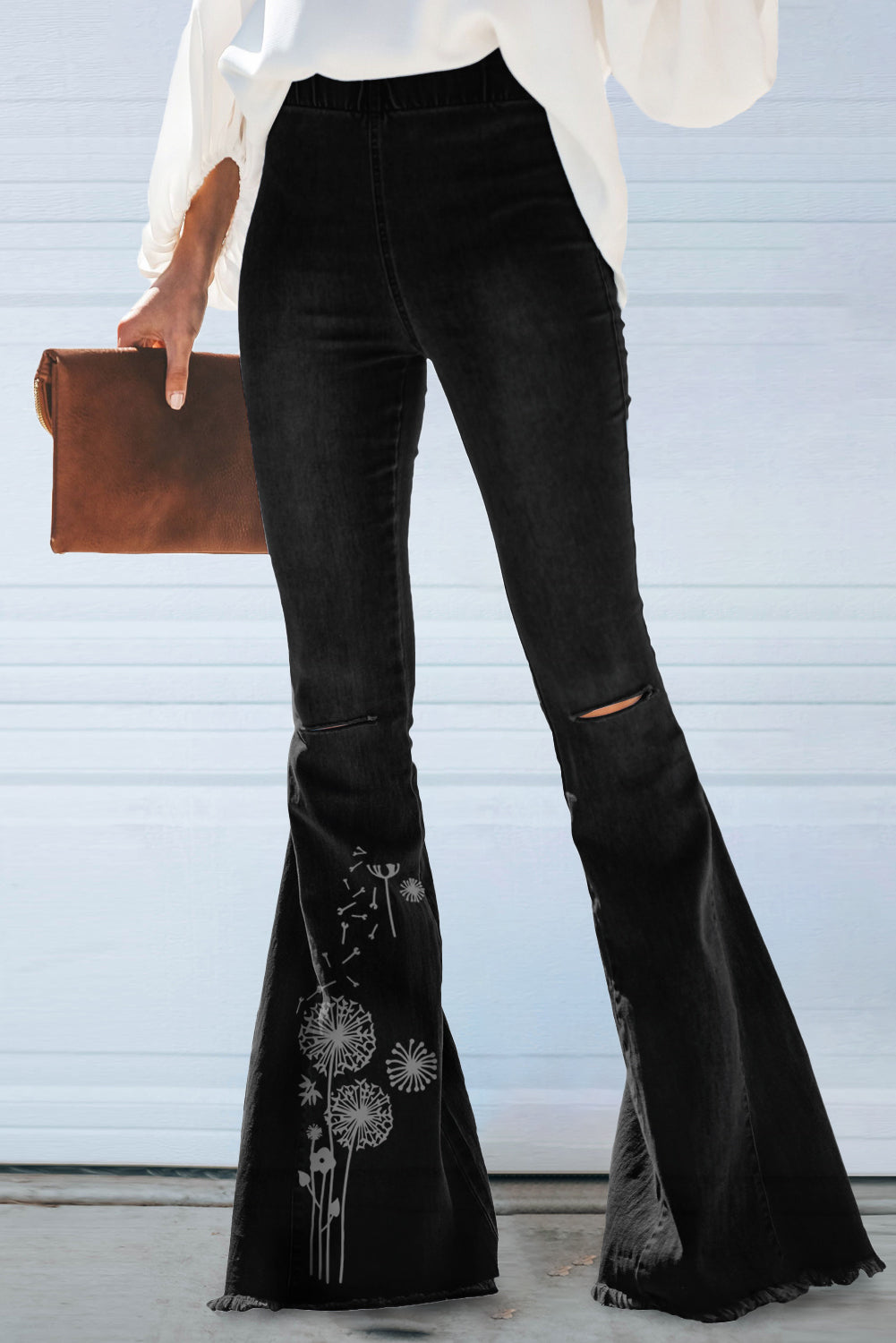 Multicolor Distressed Bell Bottom Denim Pants