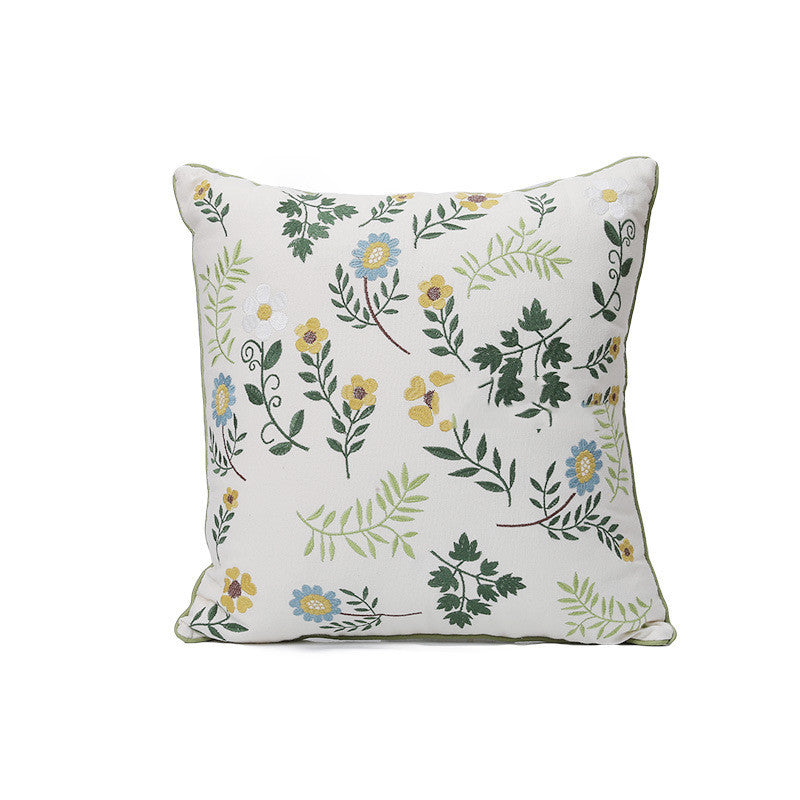 Home Embroidery Plants And Flowers Pillow