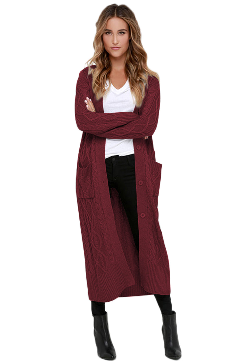 Cable Knit Long Cardigan