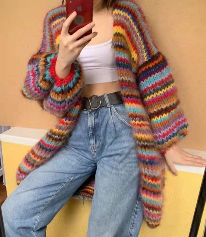 Knit Sweater Striped Hippocampus Female Long Hair