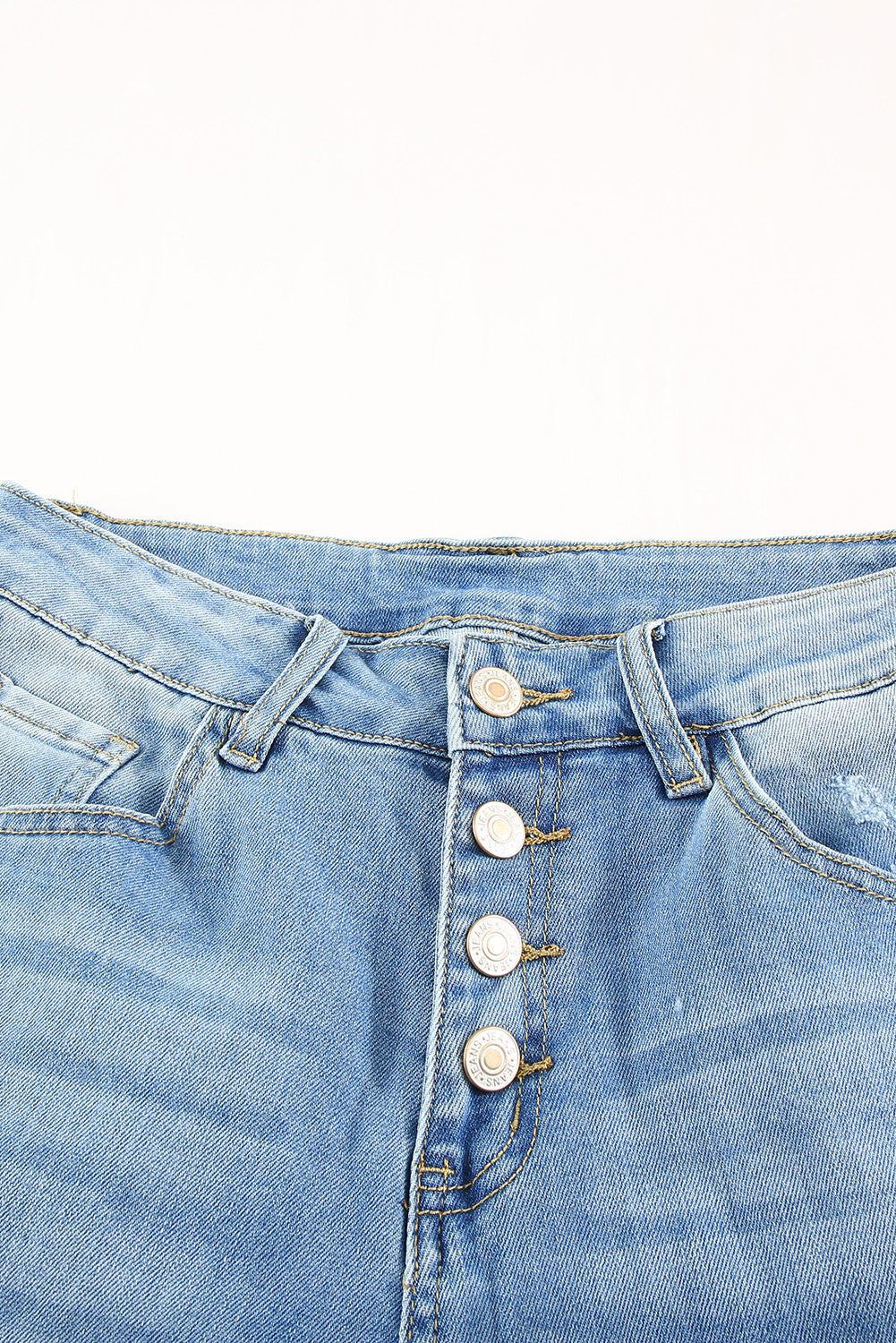 Dark Blue Mid Rise Button Front Flare Denim