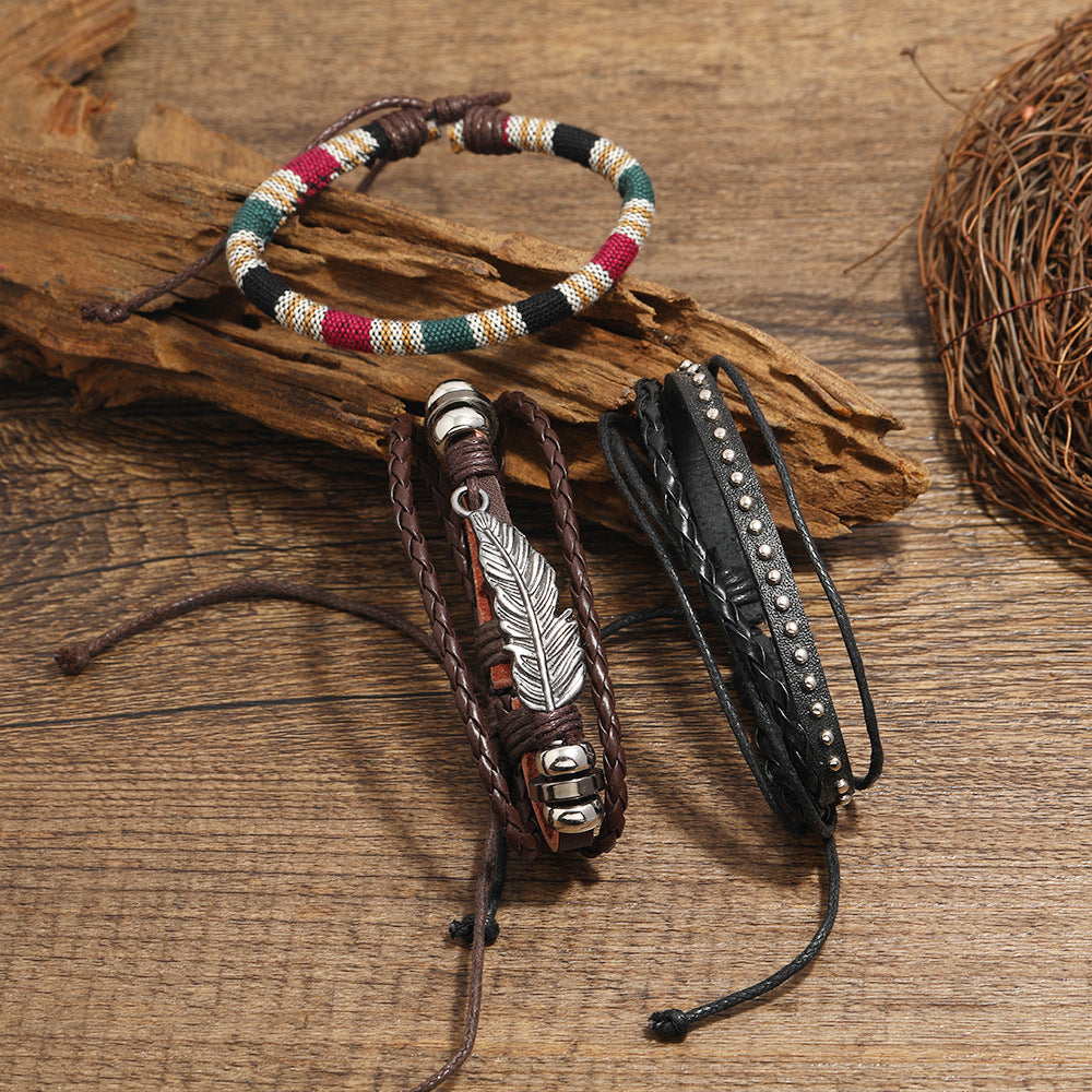 Jewelry Set Alloy Feather Bead Pull