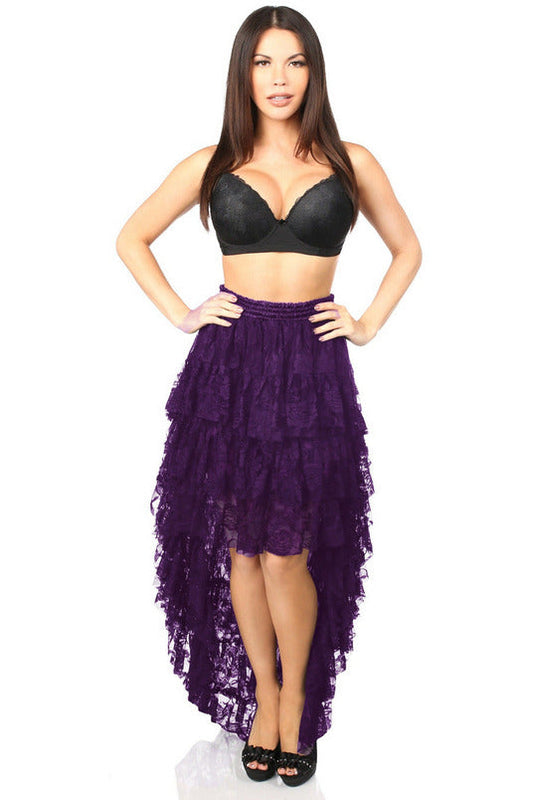 Plum High Low Lace Skirt