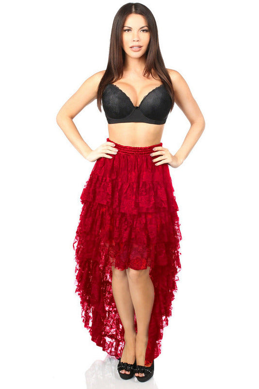 Red High Low Lace Skirt